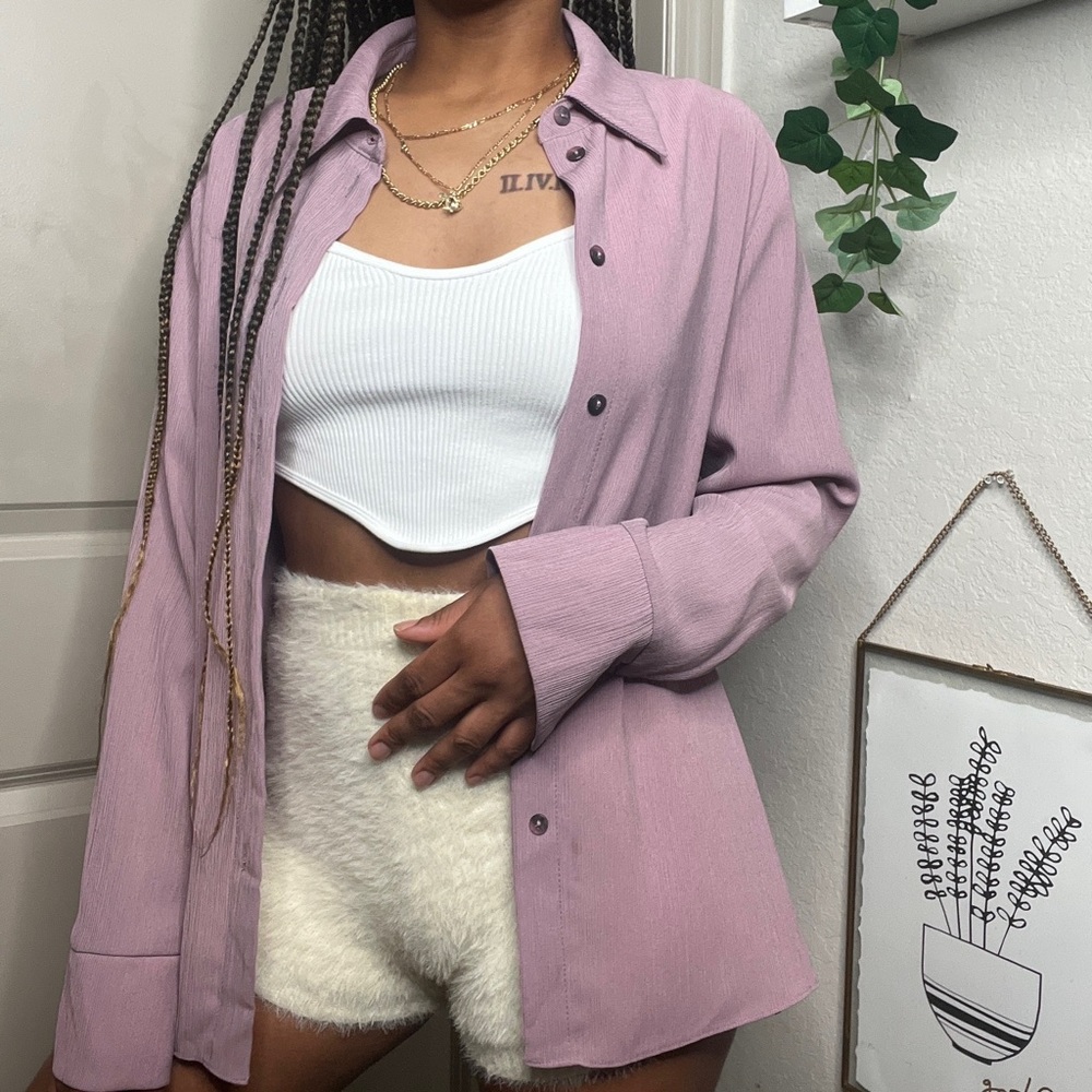 🍂Women’s Size 14 Woolworths Lavendar Longsleeve Button Up